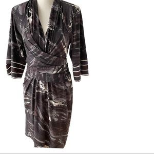 BCBGMAXAZRIA Full brown wrap tie dress